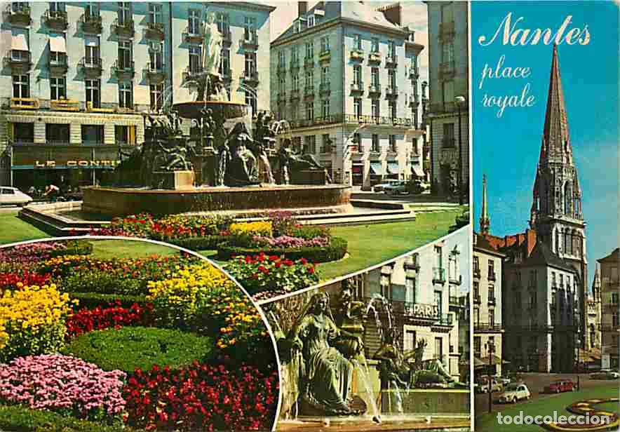 Postkarten: Francia - 44 - Nantes - La place royale - Multivues - Automobiles - Fleurs - Carte Neuve - CPM - Voi