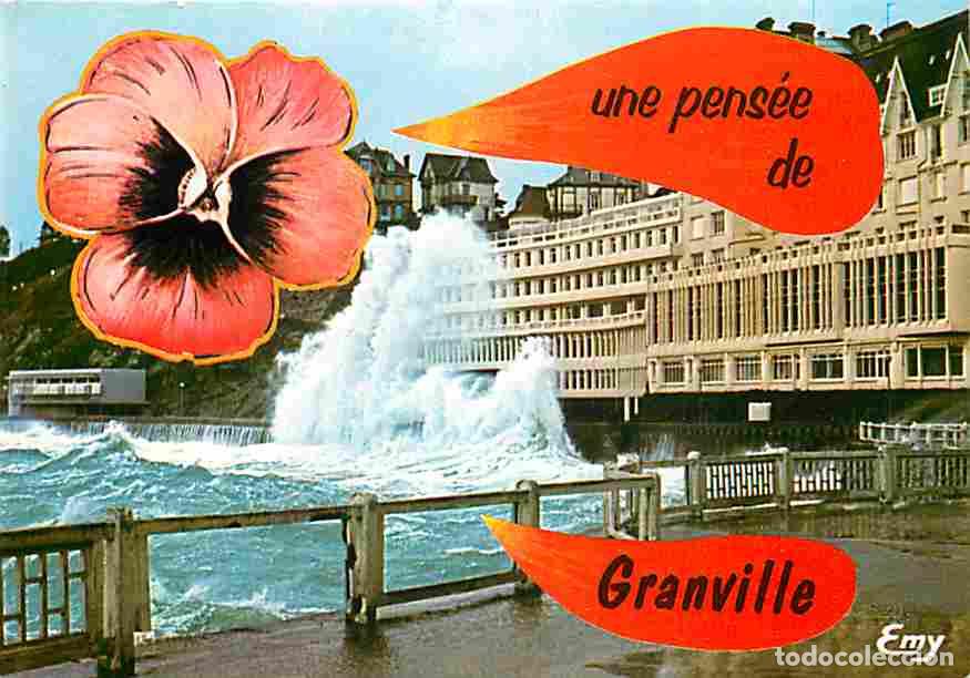 Cartes Postales: Francia - 50 - Granville - Coup de mer sur le Plat Gousset et le centre de thalassoth&eacute;rapie - Flamme
