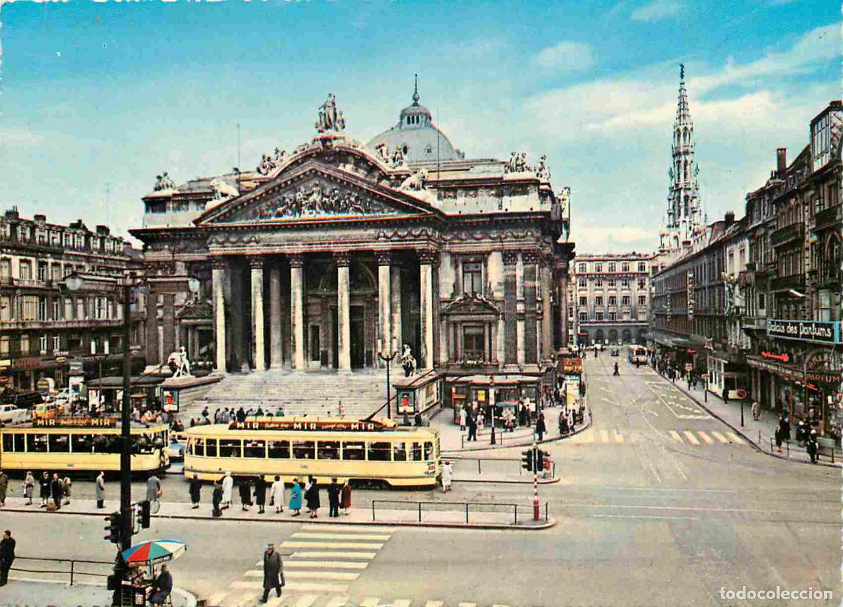 Cartoline: Belgique - Bruxelles - Brussel - La bourse - Tramway - Carte Dentel&eacute;e - CPM - Voir Scans Recto-Verso