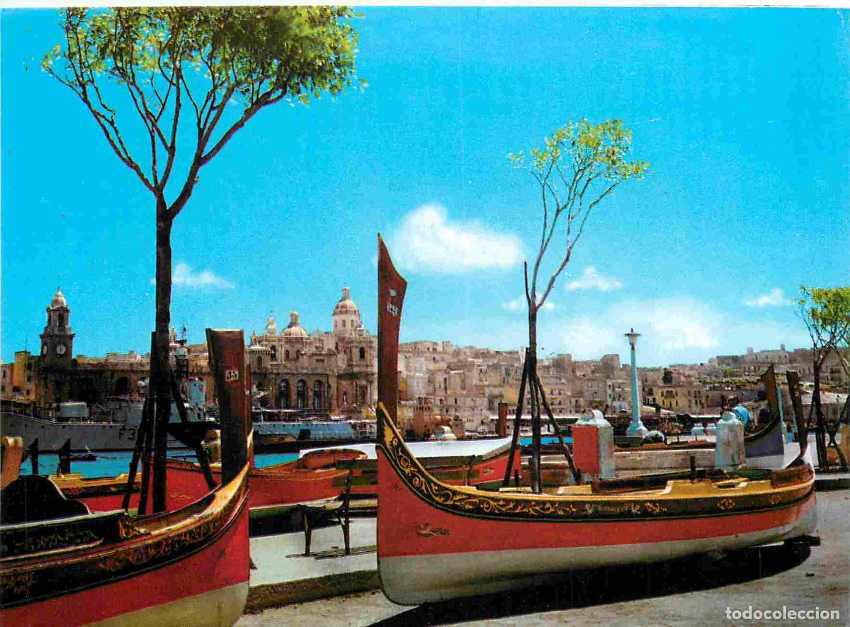 Postales: Malte - Senglea - Dghajjes at Senglea with the city of Vittoriosa in the background - CPM - Voir Sca