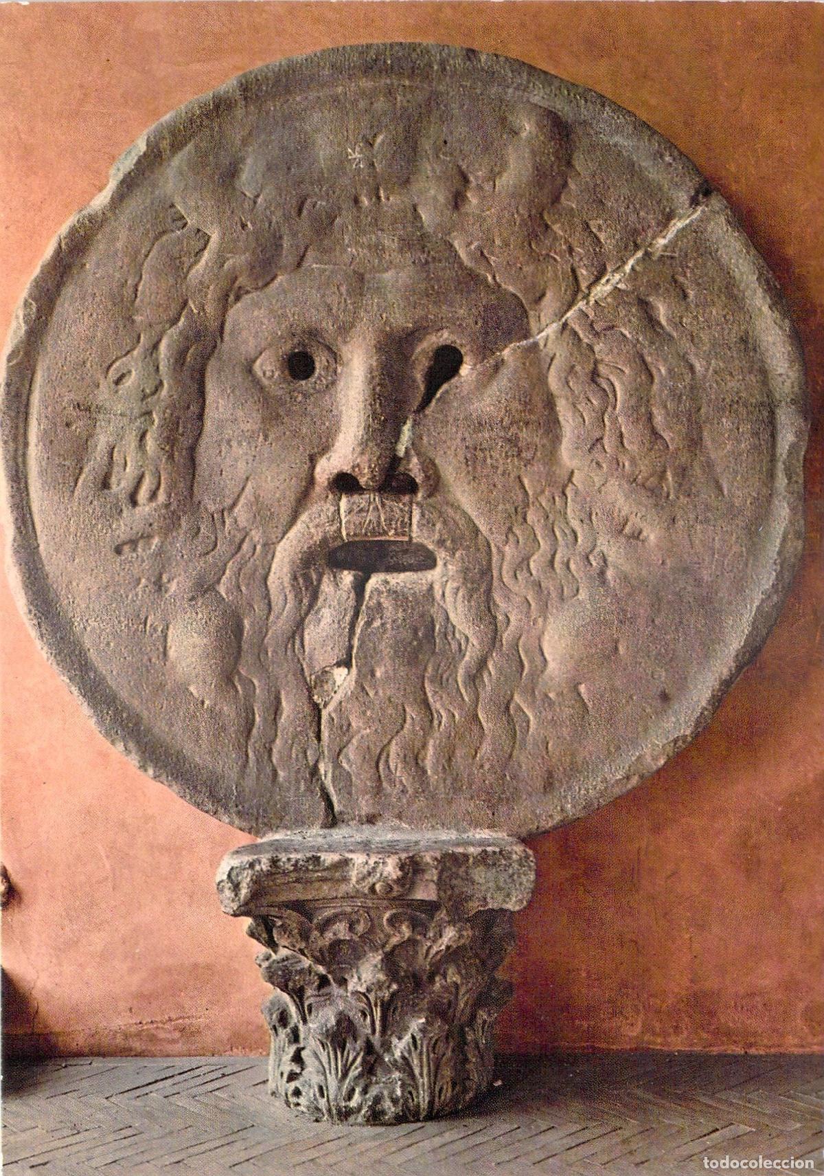Postkarten: Postal Roma Bocca della Verit&agrave;, Iglesia Santa Mar&iacute;a in Cosmedin, Escultura Antig&uuml;edad