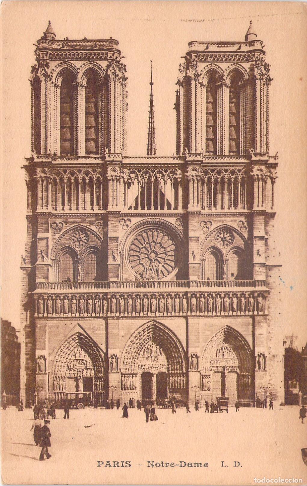 Postais: Postal Catedral Notre Dame de Par&iacute;s, Fachada Principal, Francia