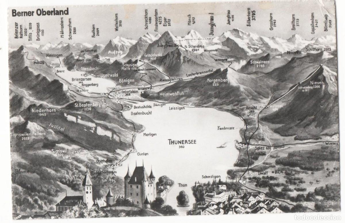 Postkarten: -Suiza-Interlaken-Alpes suizos-sin circular-