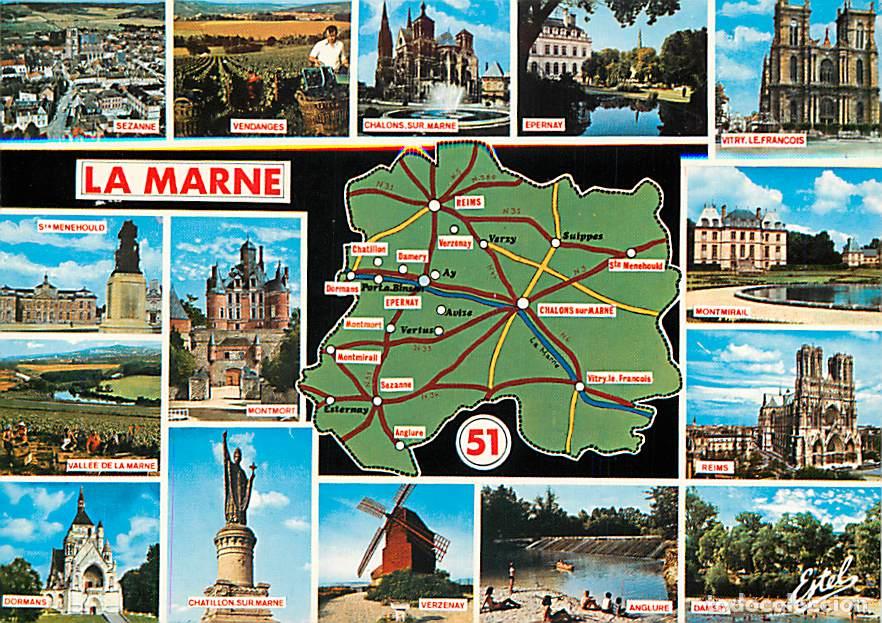 Cartoline: Francia - 51 - Marne - Multivues - Carte G&eacute;ographique - CPM - Carte Neuve - Voir Scans Recto-Verso