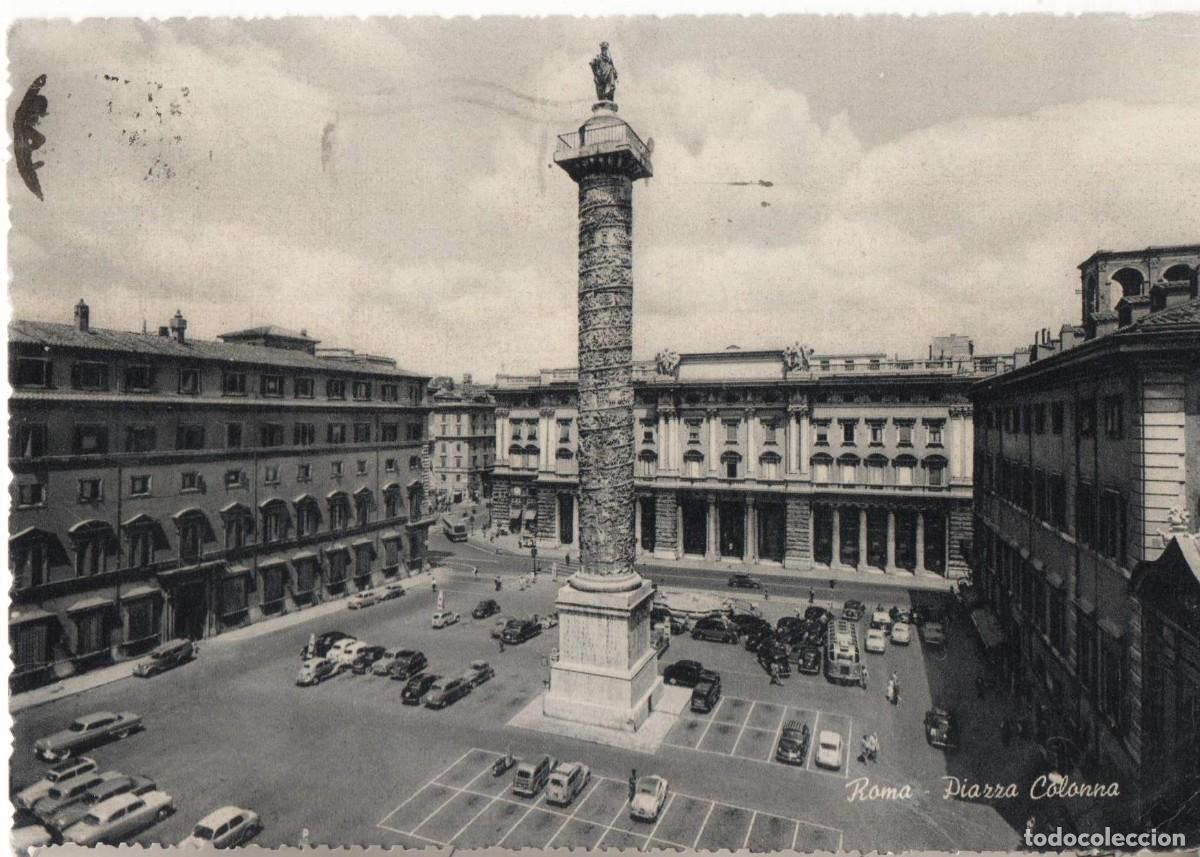 Postais: Italia-Roma- Plaza Colonna-circulada