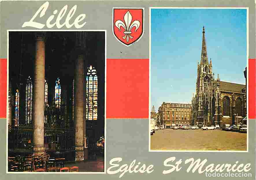 Postais: Francia - 59 - Lille - Eglise Saint Maurice - Multivues - Automobiles - Blasons - Carte Neuve - CPM