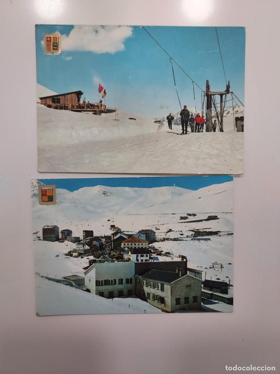Postais: LOTE 2 POSTALES ANDORRA. PAS DE LA CASA TELESQUI TELESKI. ALT 2085 M. CIRCULADA Y SIN CIRCULAR