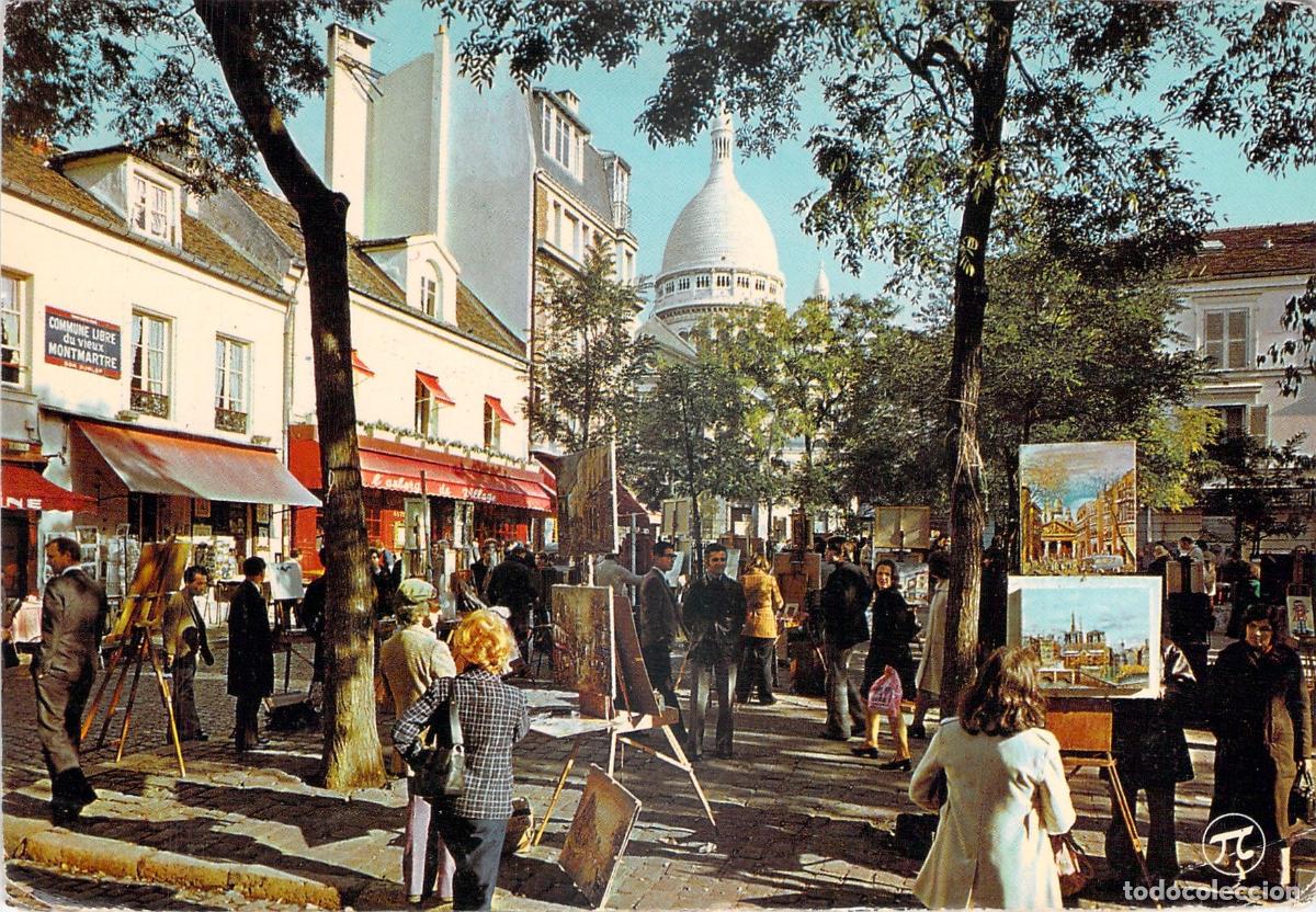 Postales: Postal Par&iacute;s Montmartre Place du Tertre Pintores Sacr&eacute;-C&oelig;ur Francia