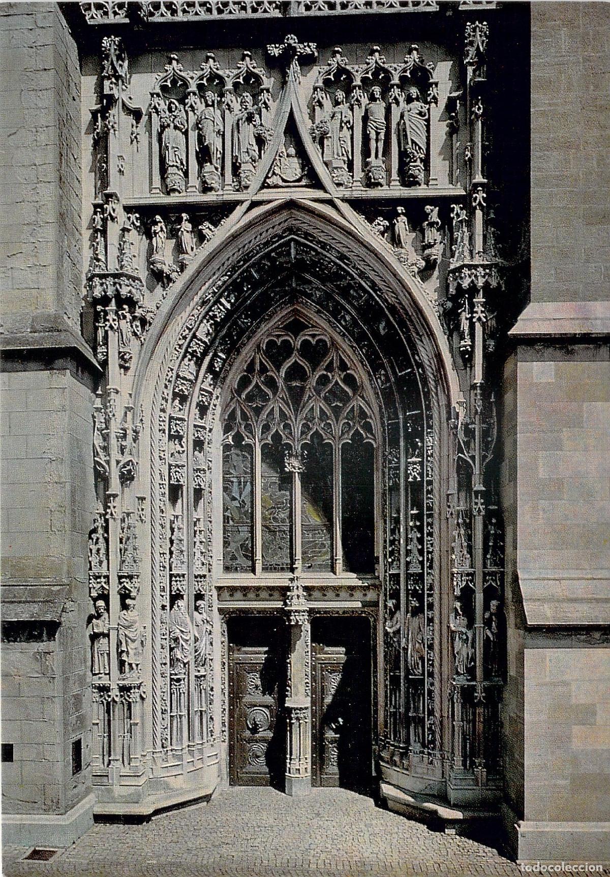 Postales: Postal Lausanne Suiza Detalle P&oacute;rtico Catedral Notre-Dame G&oacute;tico Perrochet