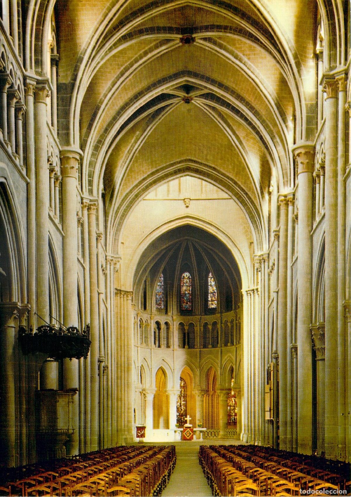 Postales: Postal Lausanne Suiza, Interior Catedral Notre-Dame, Arquitectura G&oacute;tica