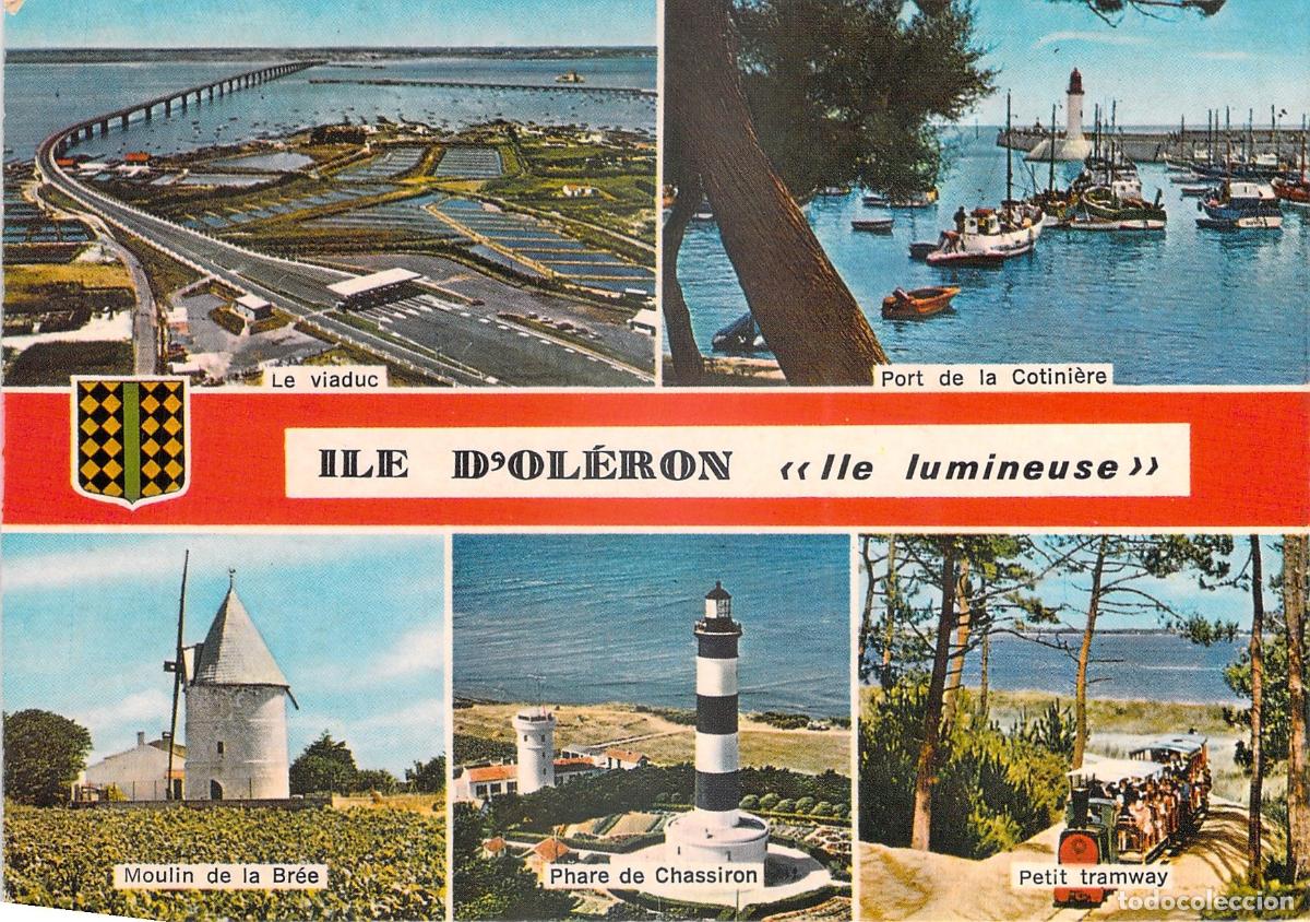 Postais: Postal Isla de Ol&eacute;ron Charente Vistas M&uacute;ltiples: Viaducto, Faro y Puerto