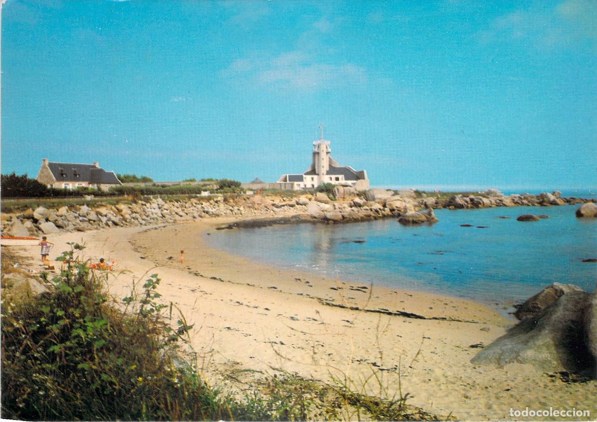 Postkarten: Postal BRIGNOGAN Breta&ntilde;a | Playa y Sem&aacute;foro de Pontusval | Finisterre Francia Faro