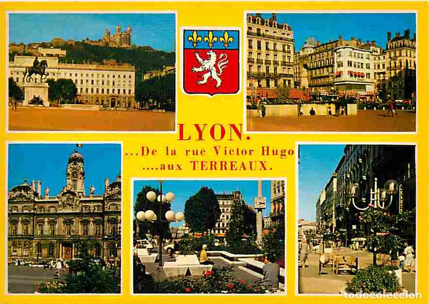 Postales: Francia - 69 - Lyon - De la rue Victor Hugo aux Terreaux - Multivues - Blasons - CPM - Voir Scans Re