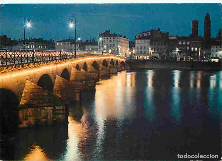 Postales: Francia - 71 - Macon - Le pont de Saint-Laurent - Vue de Nuit - Flamme Postale - CPM - Voir Scans Re