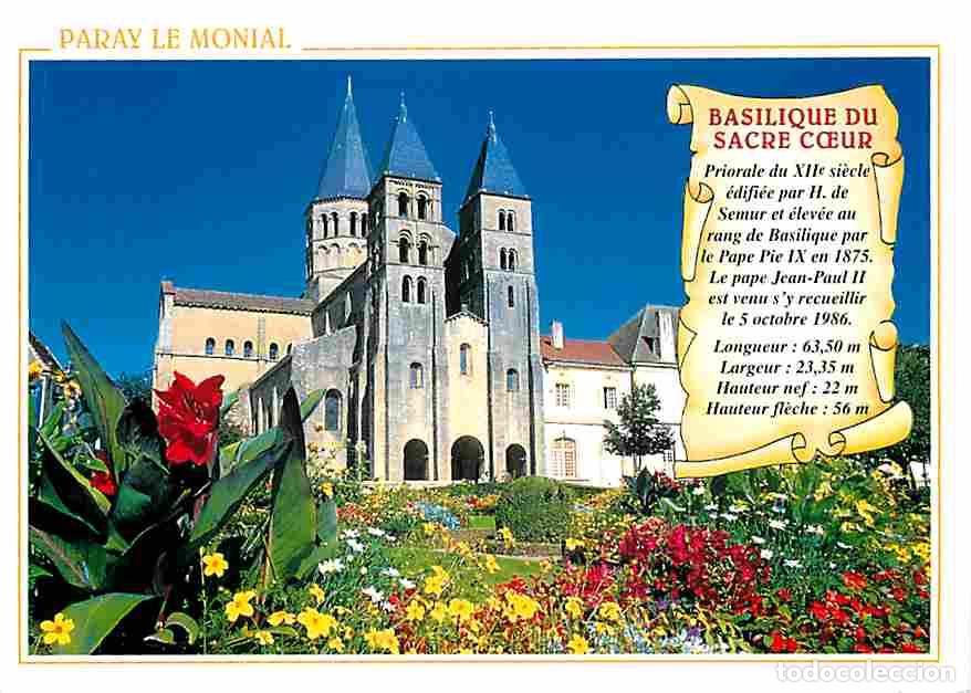 Postales: Francia - 71 - Paray le Monial - La Basilique du Sacr&eacute; Coeur - Fleurs - Flamme Postale - CPM - Voir