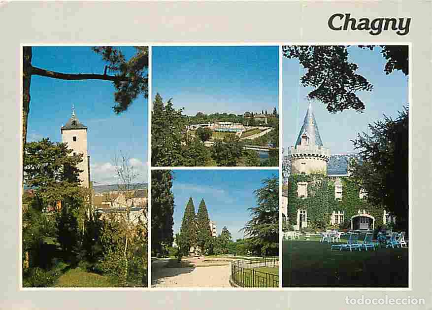 Postales: Francia - 71 - Chagny - Multivues - La Tour de Guet - La piscine - Le jardin public - Le ch&acirc;teau de