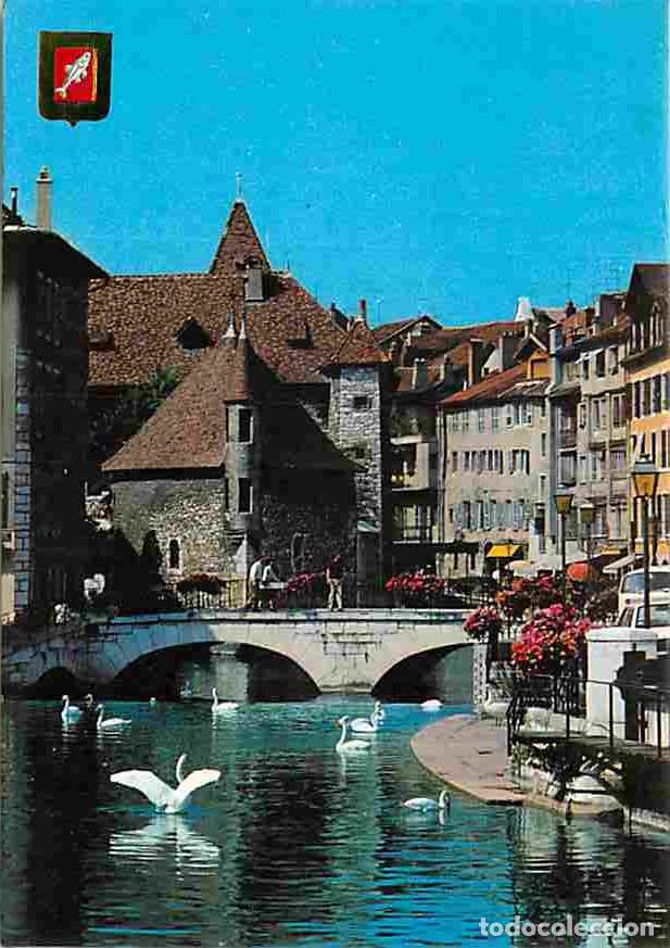Cartes Postales: Francia - 74 - Annecy - Le Canal du Thiou - Les vieilles Prisons - Cygnes - Blasons - CPM - Voir Sca