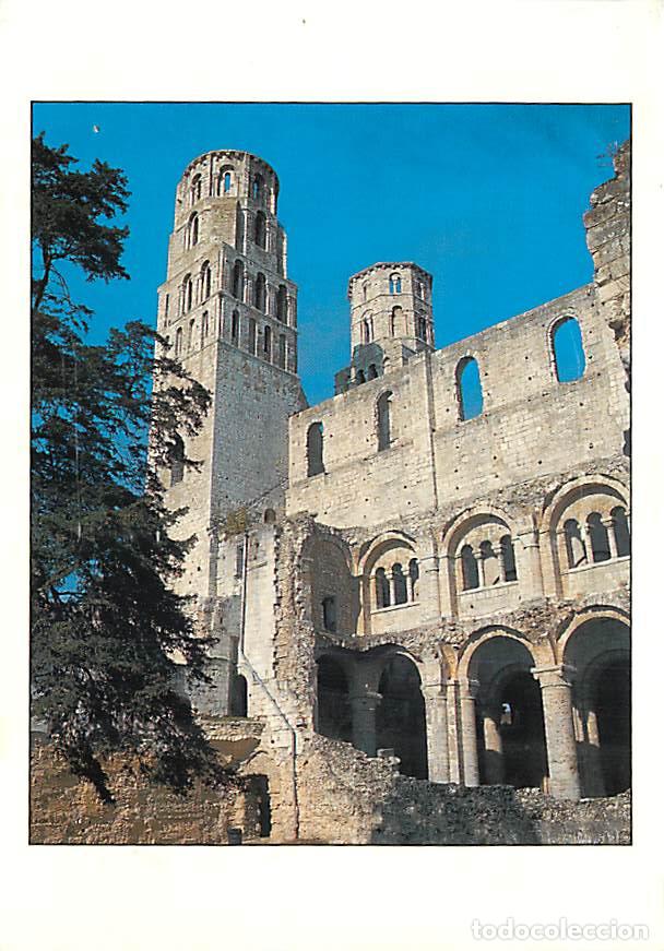 Postales: Francia - 76 - Jumi&egrave;ges - Abbaye de Jumi&egrave;ges - Nef et Tours vues du sud-est - Flamme Postale de Jumi