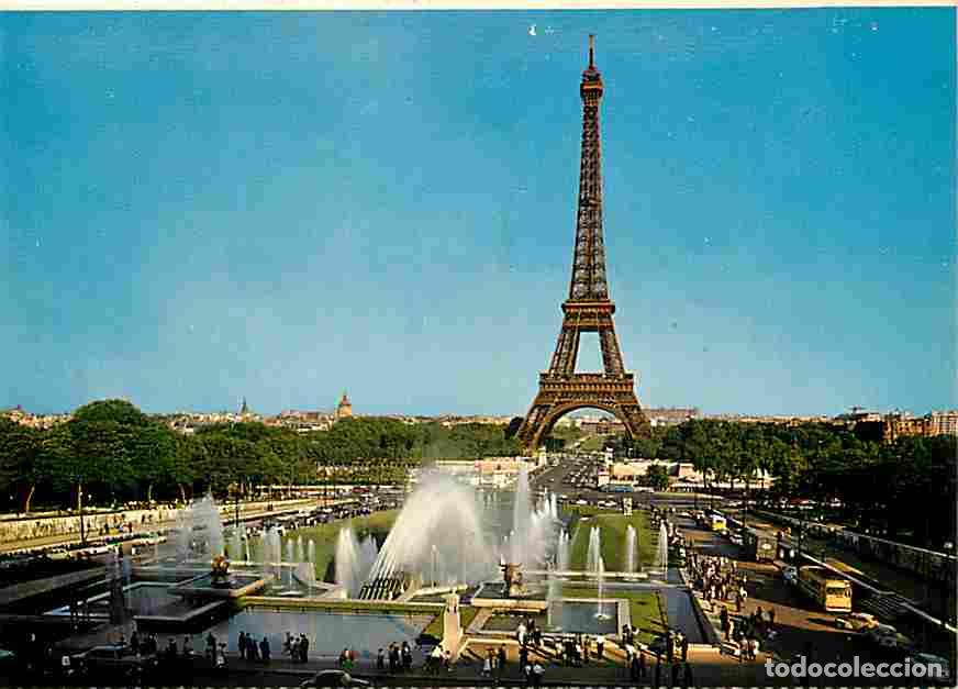 Postales: Francia - 75 - Paris - Tour Eiffel - le Champ-de-Mars vus des Jardins du Palais de Chaillot - Jets d