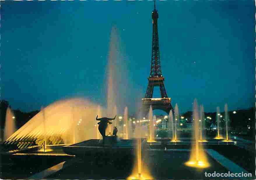 Postales: Francia - 75 - Paris - Tour Eiffel - Jets d'eau du Trocad&eacute;ro - Vue de Nuit - Carte Neuve - CPM - Voi