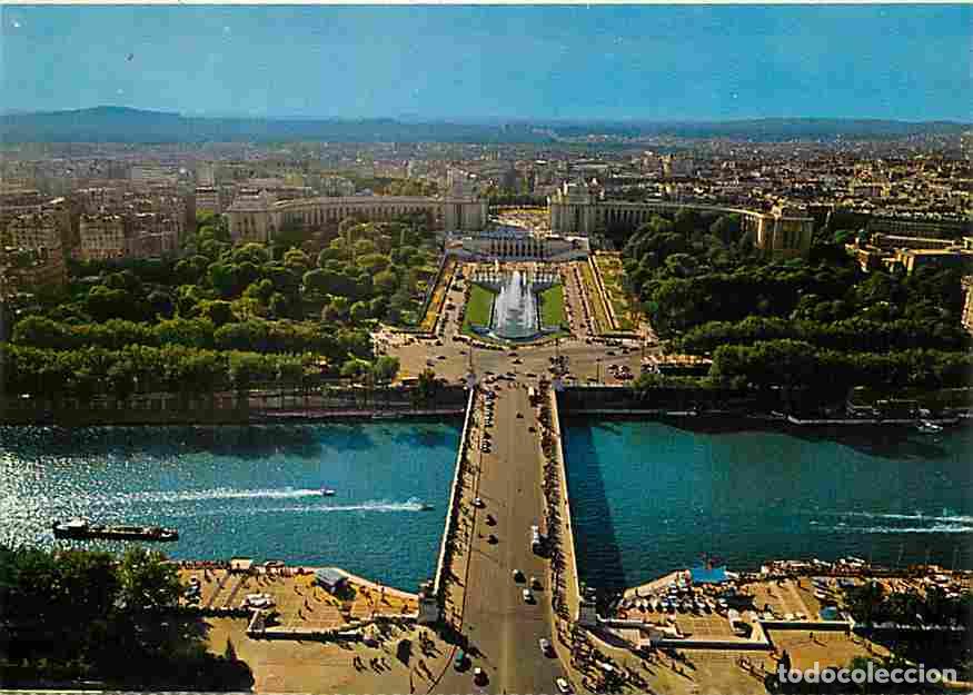 Postales: Francia - 75 - Paris - La Seine et le Palais de Chaillot vus de la Tour Eiffel - Vue a&eacute;rienne - Cart