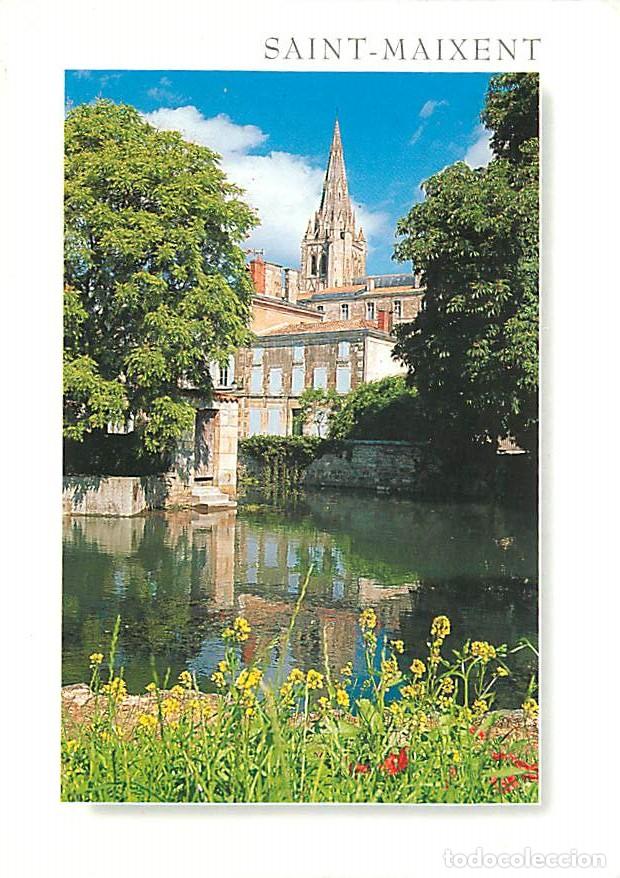 Postales: Francia - 79 - Saint Maixent l'Ecole - L'&eacute;glise abbatiale et la S&egrave;vre - Fleurs - CPM - Voir Scans Re