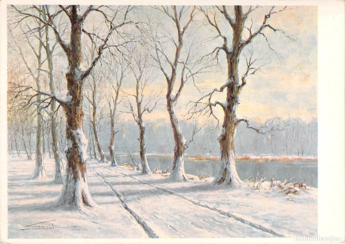 Postais: Postal Arte Alem&aacute;n Invierno Nieve Caminos Kurt Vogler Starnberg