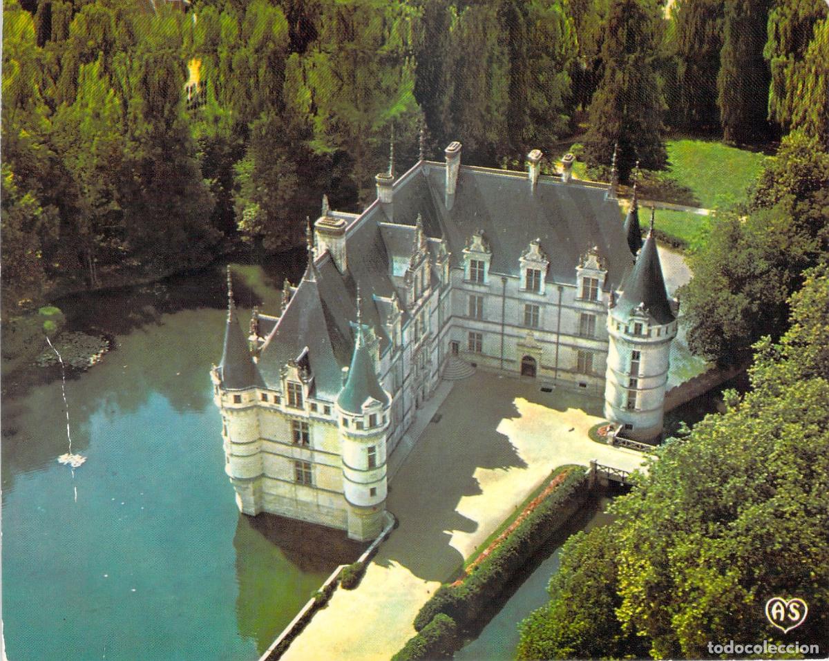 Postales: Postal Castillo de Azay-le-Rideau, Loira, Francia. Vista A&eacute;rea, Contraluz.