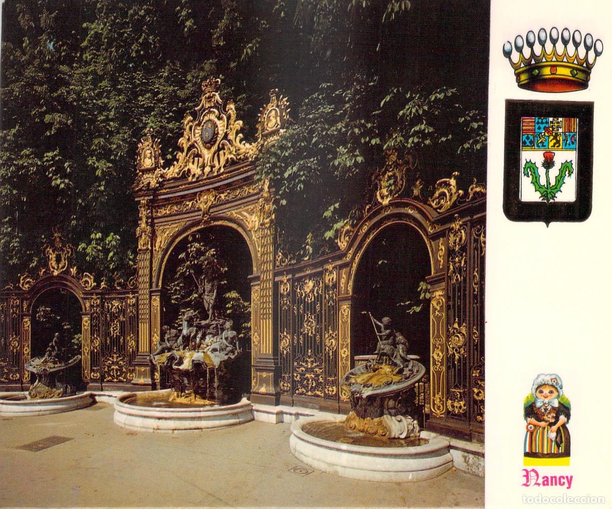 Postkarten: Postal Nancy Francia Fuente Neptuno y Rejas de Hierro Forjado Guibal Lamour