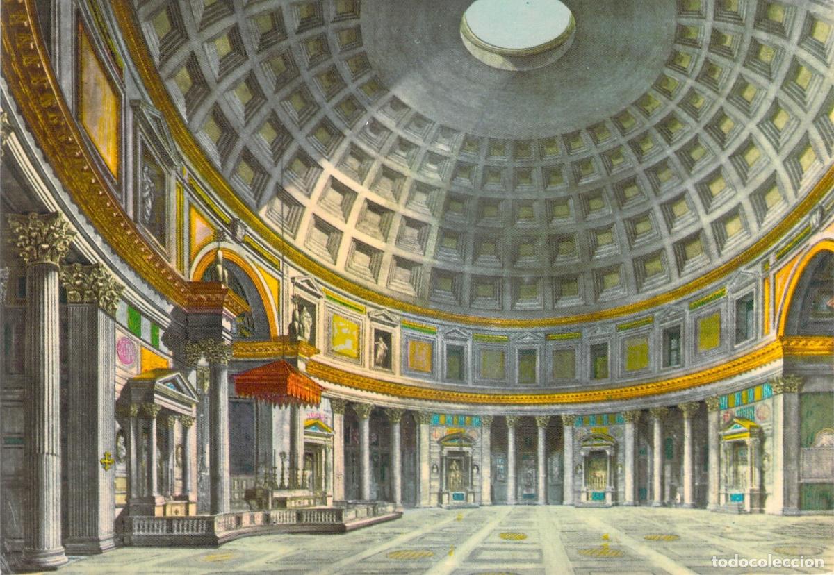 Postais: Postal - Interior del Pante&oacute;n de Agripa, C&uacute;pula y &Oacute;culo, Roma, Italia
