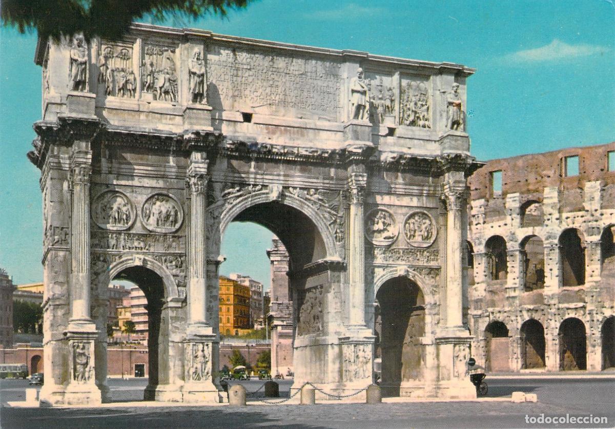 Postales: Postal Arco de Constantino y Coliseo de Roma, Italia. Arquitectura Antigua.