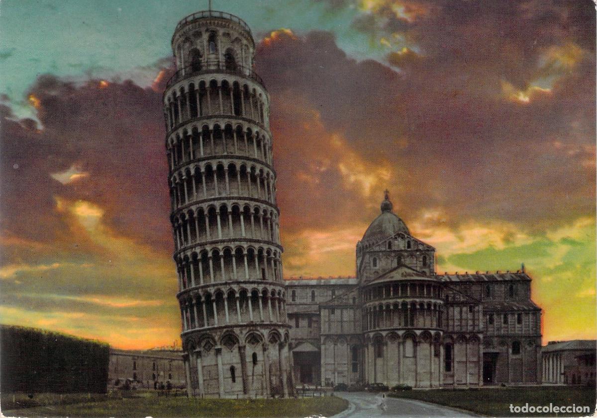 Postkarten: Postal de Pisa: Torre Inclinada y &Aacute;bside del Duomo al Atardecer, Italia