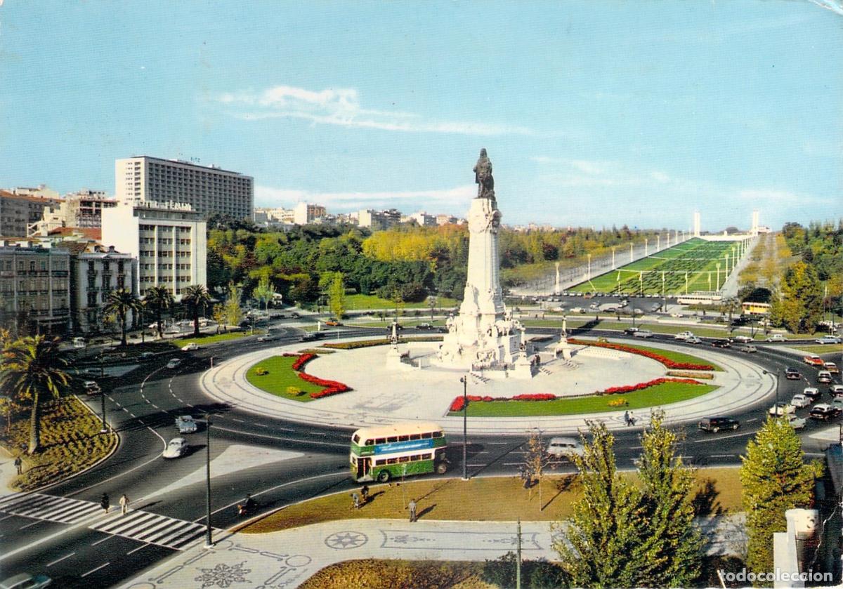 Cartoline: Postal LISBOA Portugal, Pra&ccedil;a Marqu&ecirc;s de Pombal, Monumento Urbano, Vista A&eacute;rea