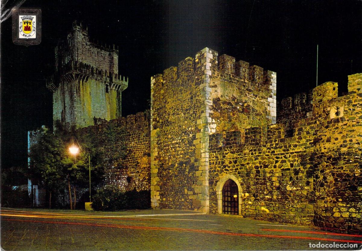 Postkarten: Postal Castelo de Beja, Portugal - Vista Nocturna, Arquitectura Medieval
