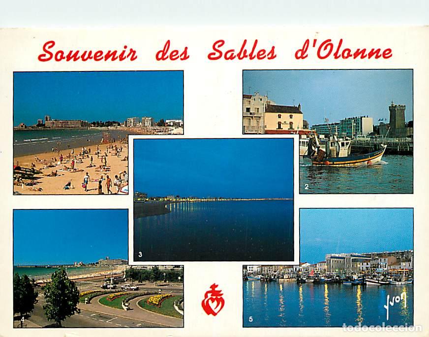 Postales: Francia - 85 - Les Sables d'Olonne - Multivues - Bateaux - Sc&egrave;nes de Plage - Flamme Postale de les S
