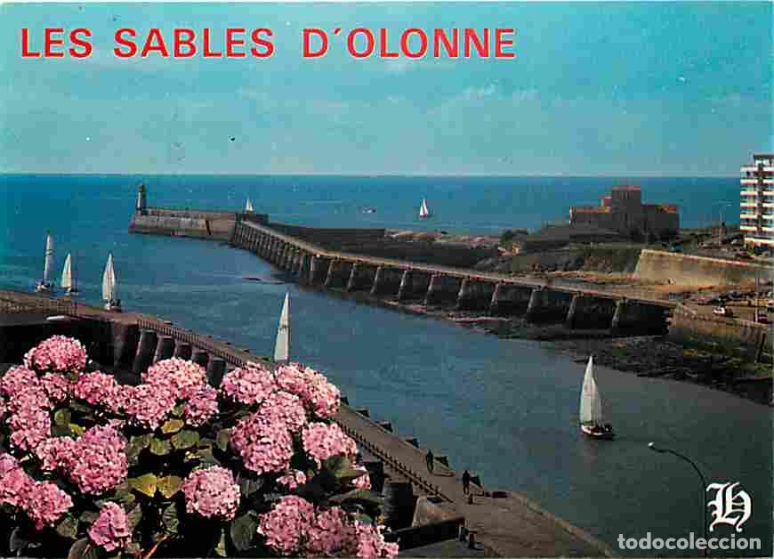 Postales: Francia - 85 - Les Sables d'Olonne - Entr&eacute;e du Port &agrave; mar&eacute;e basse - La grende jet&eacute;e de la Chaume et
