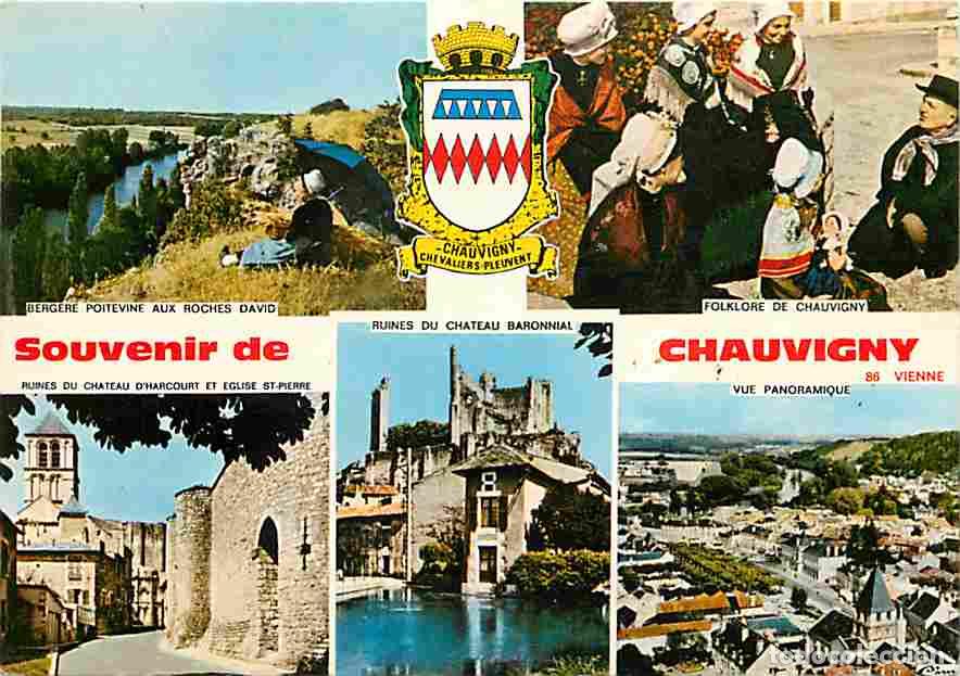 Postales: Francia - 86 - Chauvigny - Multivues - Folklore - Blasons - Eglise - Flamme Postale - CPM - Voir Sca