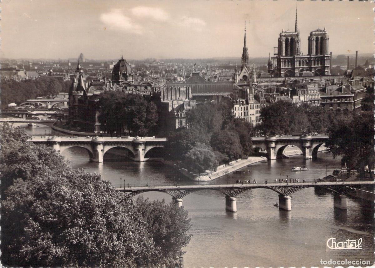 Cartes Postales: Postal Par&iacute;s Vista Panor&aacute;mica &Icirc;le de la Cit&eacute;, Notre Dame y Puentes del Sena