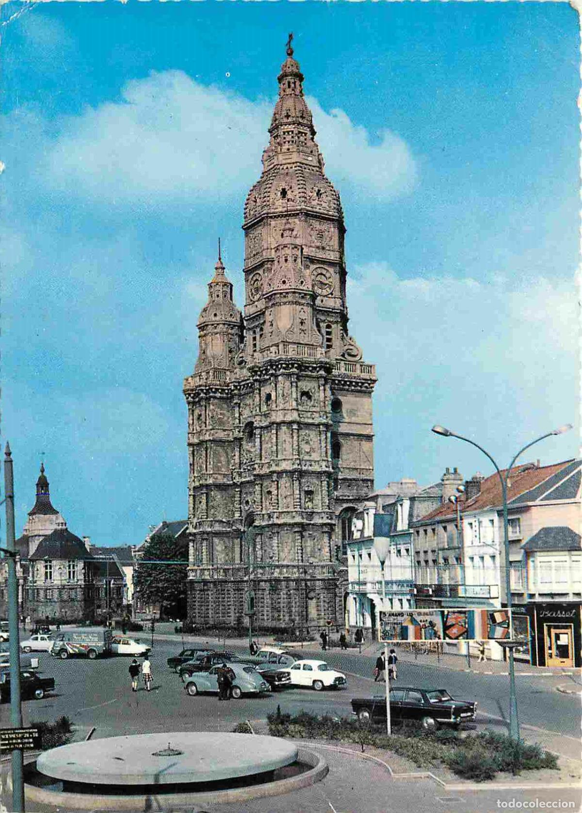 Postales: Francia - 59 - Saint Amand les Eaux - La Tour de l'ancienne Abbaye de St-Amand - Place - Automobiles