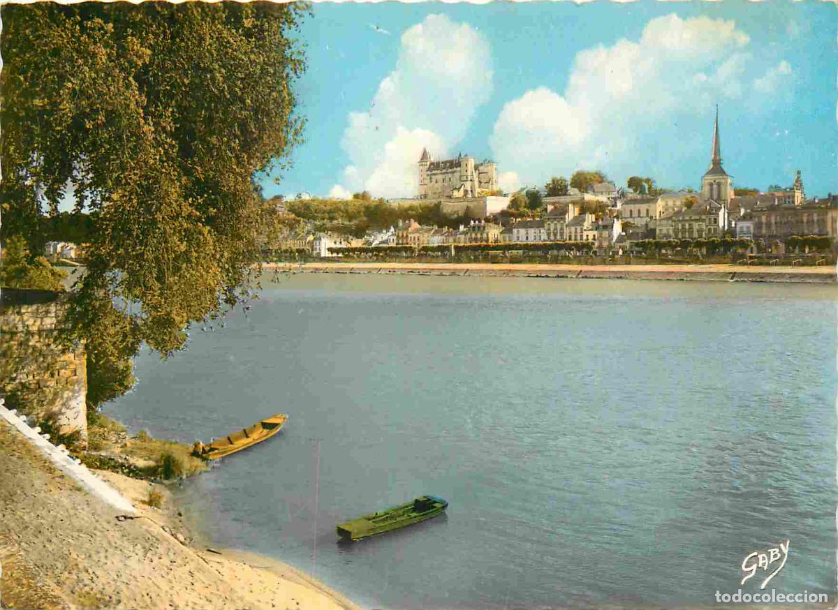 Postkarten: Francia - 49 - Saumur - La Loire - au fond le Ch&acirc;teau - Carte dentel&eacute;e - CPSM grand format - Voir Sc
