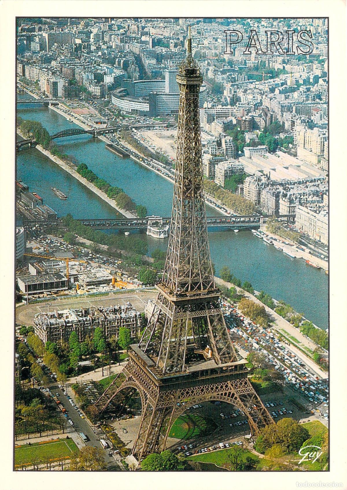 Postkarten: Postal Panor&aacute;mica de Par&iacute;s: Vista A&eacute;rea de la Torre Eiffel y el R&iacute;o Sena
