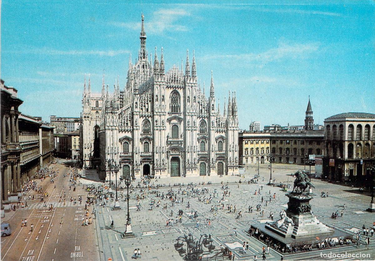 Cartoline: Postal Milano Piazza del Duomo Catedral G&oacute;tica Monumento Vittorio Emanuele