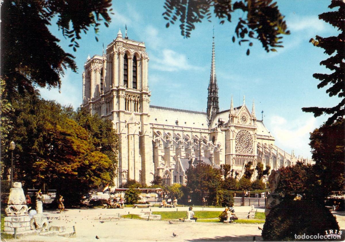 Postkarten: Postal Par&iacute;s Notre Dame Catedral desde Square Viviani A&ntilde;os 70 Fotograf&iacute;a Color
