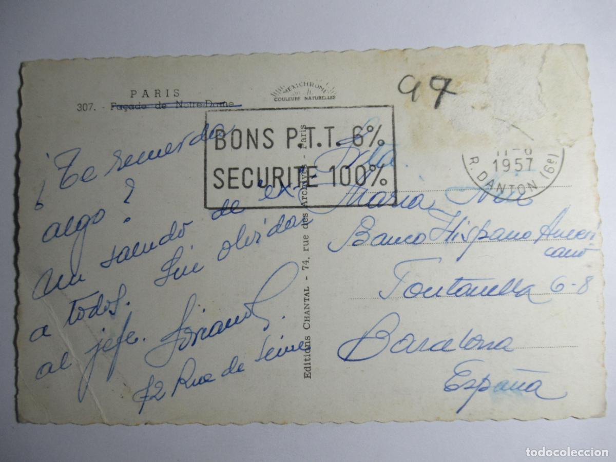 Postales: Par&iacute;s - Notre-Dame - escrita - Foto 2