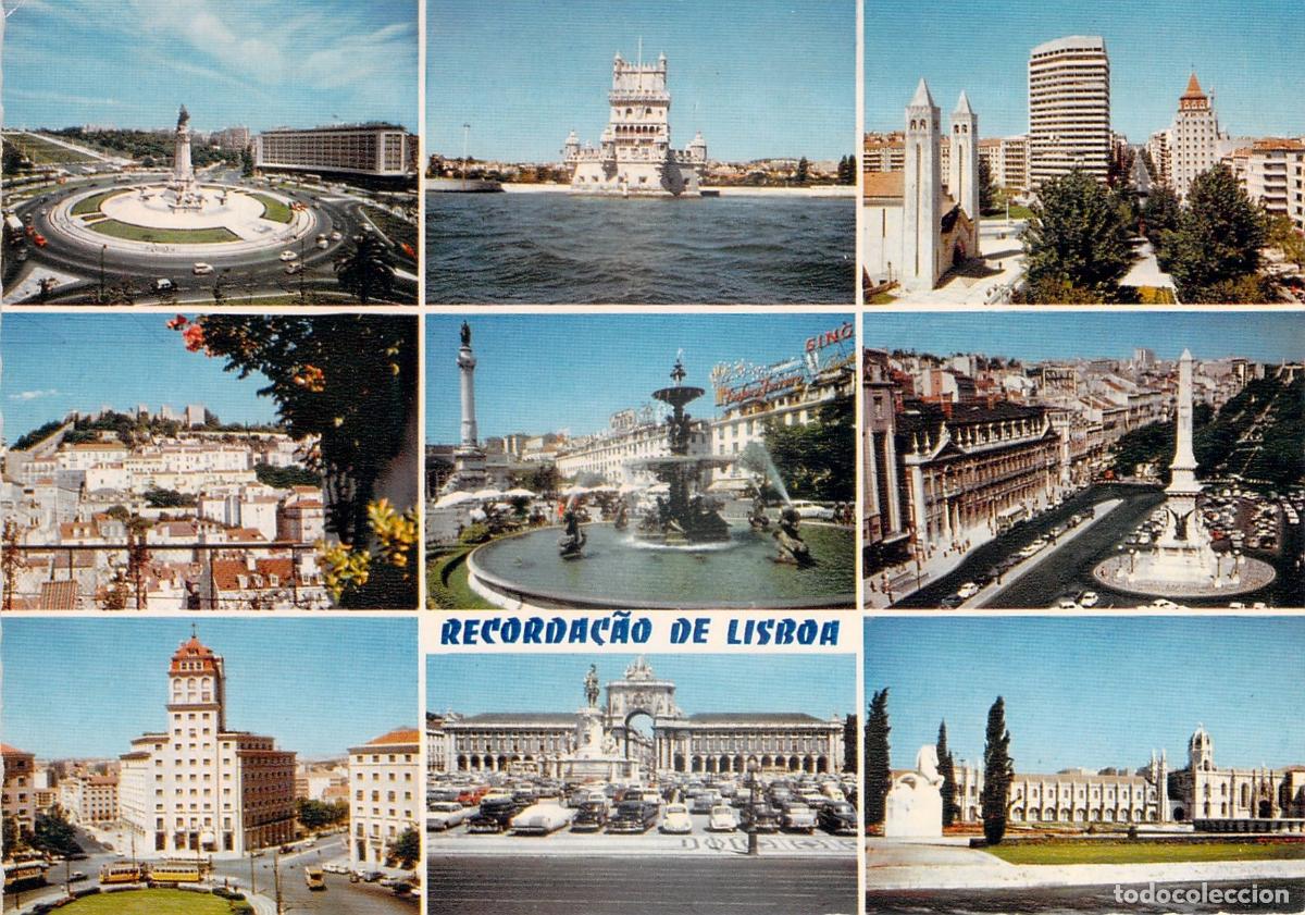 Cartoline: Postal Lisboa, Vistas M&uacute;ltiples de Monumentos Hist&oacute;ricos y Plazas Principales