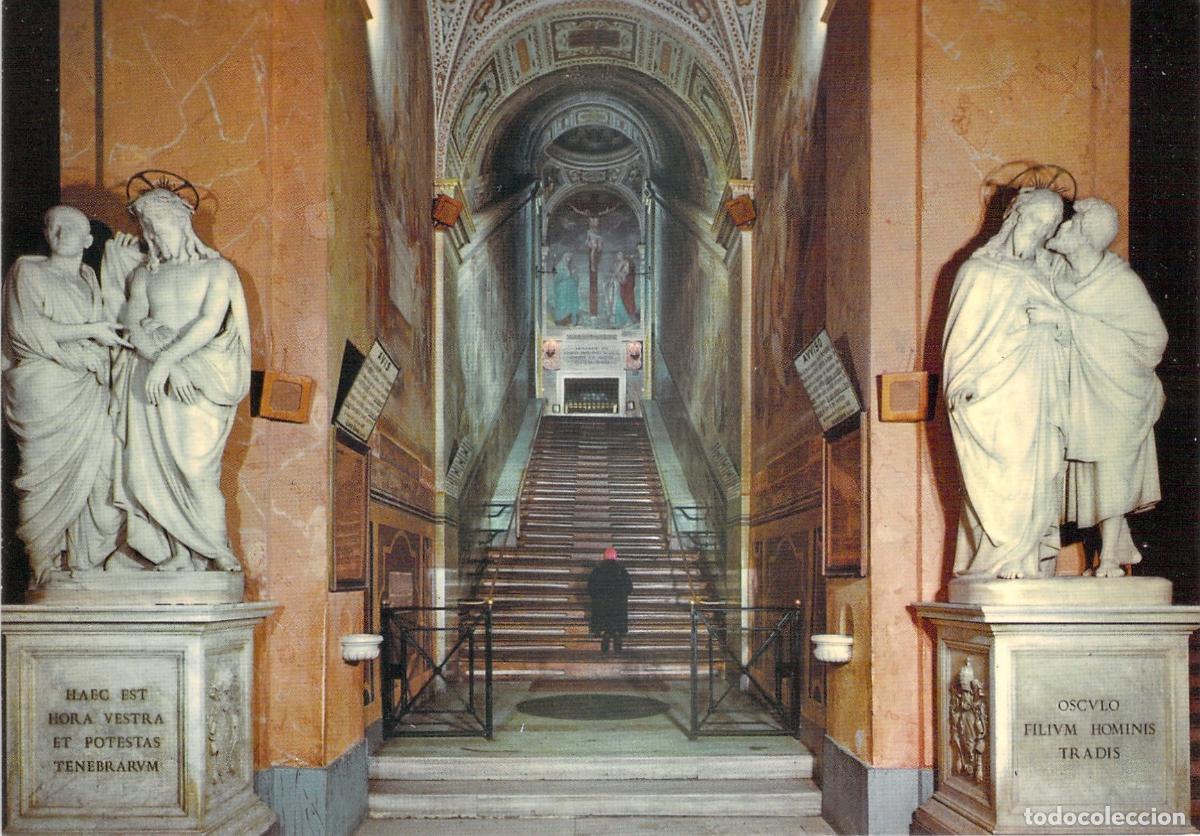 Postais: Postal ROMA Interior de la Scala Santa y Estatuas, Italia
