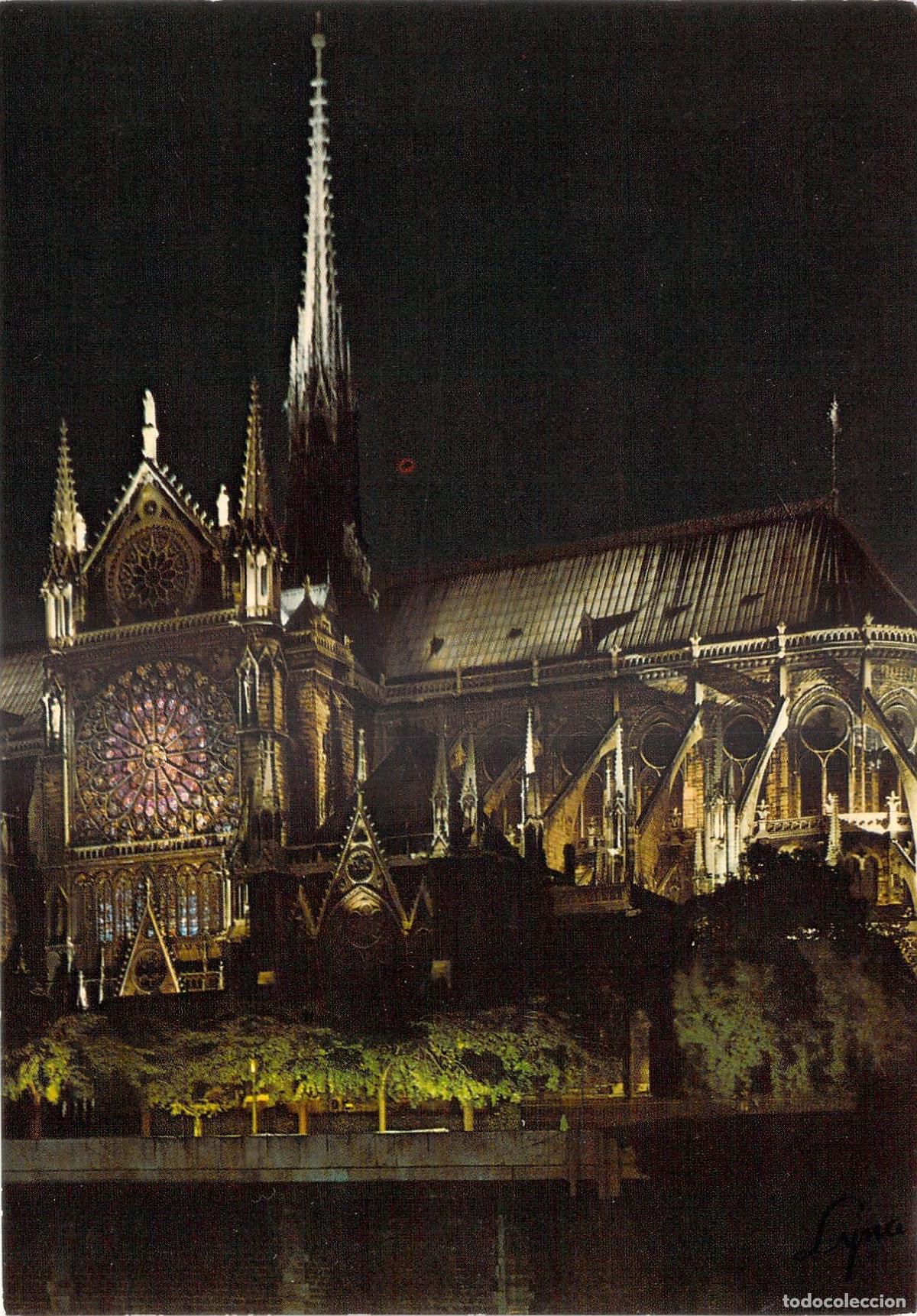 Postkarten: Postal Par&iacute;s Vista Nocturna Catedral Notre-Dame Iluminada