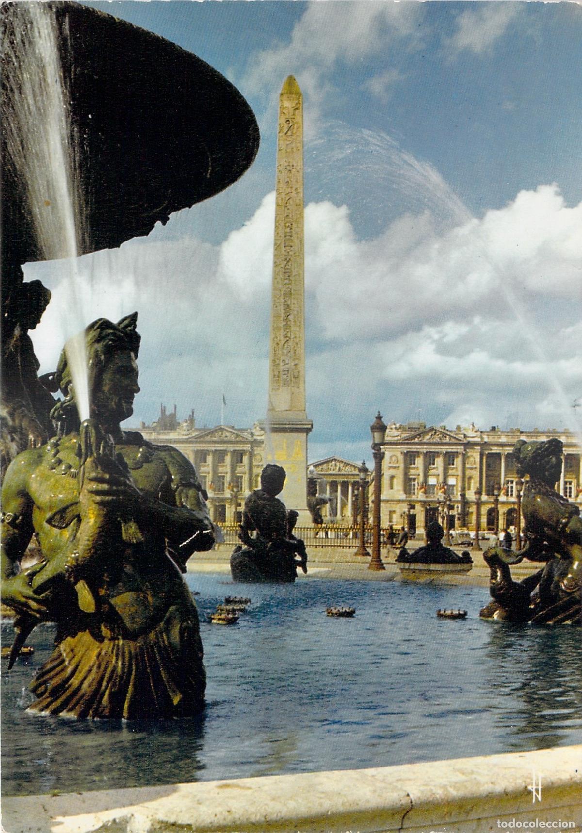Cartoline: Postal Par&iacute;s Place de la Concorde Obelisco de Luxor y Fuente