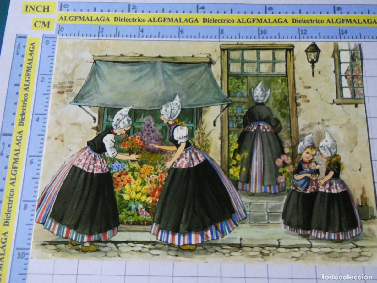 Cartoline: POSTAL DE HOLANDA PA&Iacute;SES BAJOS. DIBUJO T&Iacute;PICA ESCENA MUJERES NI&Ntilde;AS. 2740