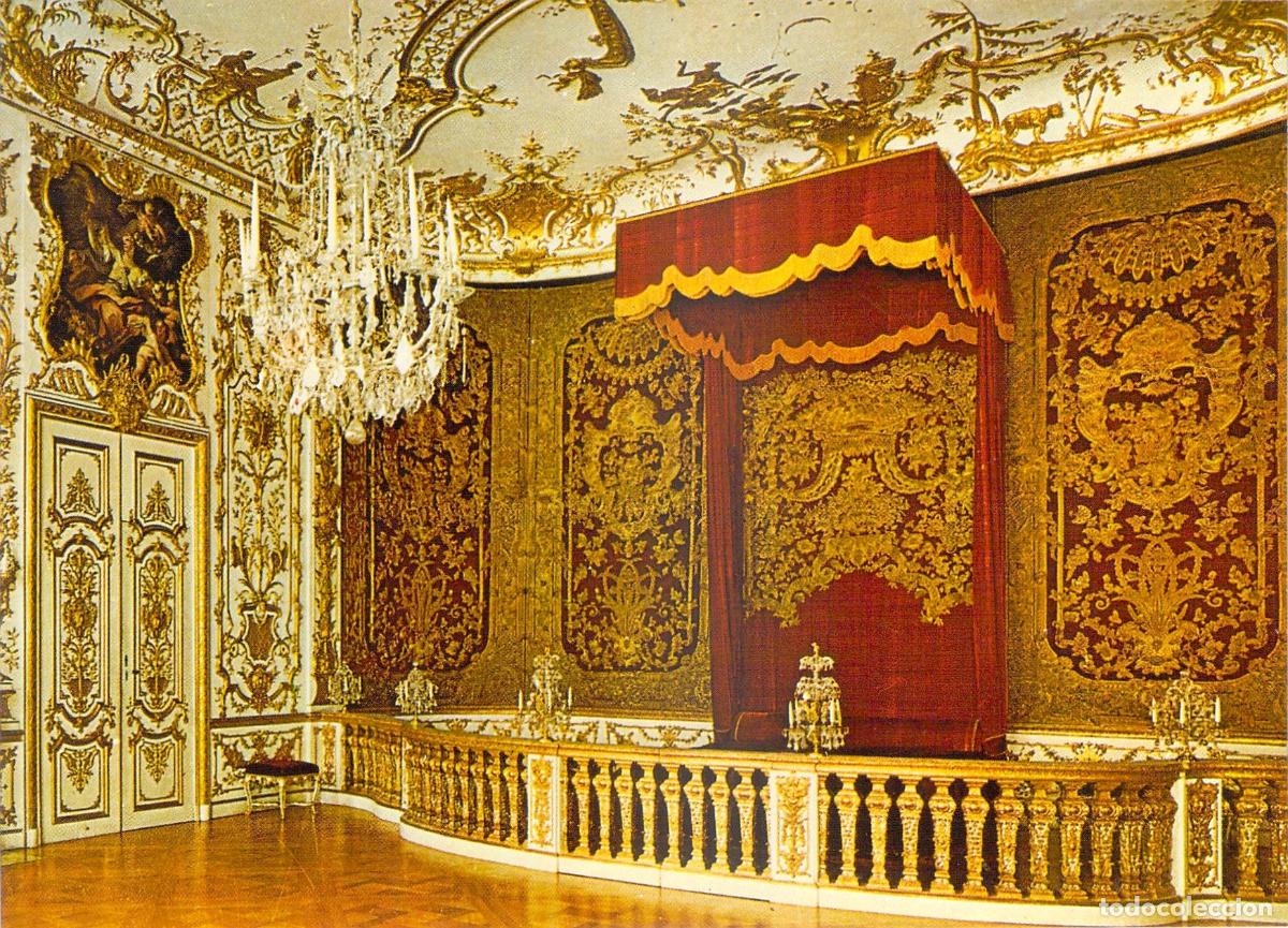 Postkarten: Postal Residenz M&uacute;nich - Dormitorio de Estado (Paradeschlafzimmer) Rococ&oacute;